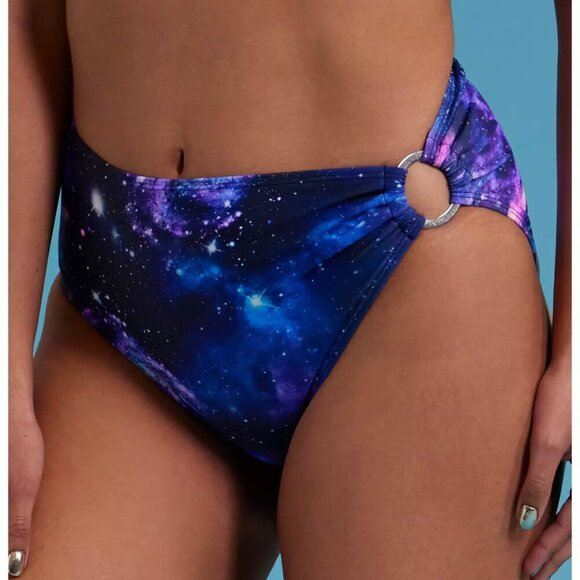 Cosmic Aura® Galaxy O-Ring Halter Swim Bottoms size Large - Picture 1 of 8